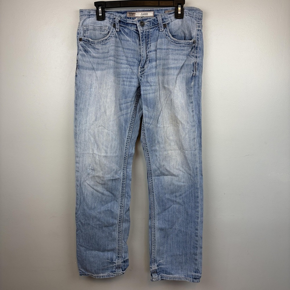 BKE Jake Straight Jeans Mens 32x31 Light Wash Blue Denim Stretch Casual
